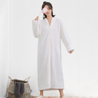 白色贝贝绒[女] M [适合165CM-120斤以内] 是 法兰绒睡袍女秋冬长款加厚懒人睡衣孕妇睡裙胖MM珊瑚绒情侣浴袍