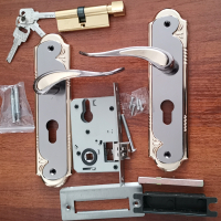 金间黑普通版 35-45MM 通用型 带钥匙 小50钢木门实木门门锁室内卧室房间双舌锁家用锁具简约把手执手锁