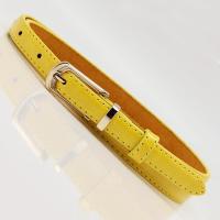 1076-黄色 韩版百搭时尚漆皮绿色装饰细腰带女连衣裙白黑色女式牛仔裤皮带潮