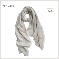 米白色 盈妹朦胧白色提花围巾披肩两用女秋冬外搭韩版百搭加厚仿羊绒围脖
