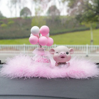 淡定猪+粉色气球+毛绒防滑垫(送50毫升香水) 车载香水摆件高档香薰饰品汽车香氛持久淡香 车内装饰用品大全