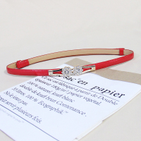 217红色 92cm 简约百搭女士细腰带漆皮时尚韩版装饰皮带女款韩国配连衣裙子腰链