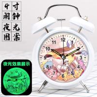 夜光-皮卡丘03款-白色 送电池 创意卡通闹钟学生专用女生儿童男孩卧室夜光闹铃起床强力叫醒神器