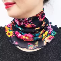 蓝色 XNW22 围脖女套头薄款脖套广场舞套脖装饰春夏防晒围巾假领子护颈小丝巾