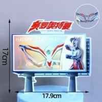 赛罗眼镜插牌-2套 儿童男孩生日蛋糕装饰奥特曼摆件超人小怪兽蜘蛛侠创意情景插件