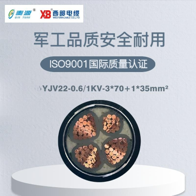 秦源牌 YJV22-0.6/1KV-3*70+1*35mm² 铜芯低压钢带铠装绝缘电力电缆 元/米 定制商品 联系客服