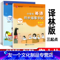 [友一个正版]小学英语字帖六年级上册下册2本套译林版三起点 小学生教材同步描摹练习册衡水体 硬笔钢笔楷书临摹练字帖 李