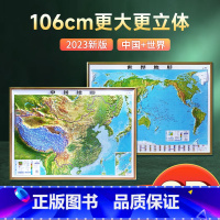 [正版]大尺寸精雕版2023年新版地图世界和中国地图3d立体凹凸地形图 约1.1x0.8米北斗地图挂图 精雕立体办公室