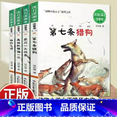 动物小说全集[全4册] [正版]全套沈石溪动物小说全集4册第七条猎狗后一头战象斑羚飞渡再被狐狸骗一次注音版经典名著一二年