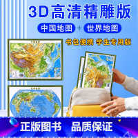 [正版]2023新版中国地图和世界地图3d立体凹凸地图墙贴地形图三d背景墙地画学生初中生儿童版三维地理地势地貌挂墙小尺