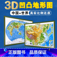 [正版]2023新版中国地图和世界地图3d立体凹凸地图墙贴地形图三d背景墙地画学生初中生儿童版三维地理地势地貌挂墙大尺