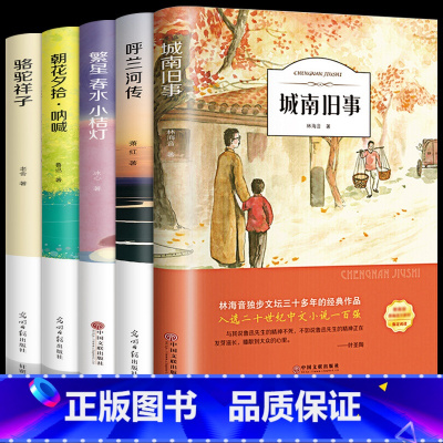 城南旧事5本套装 [正版]全套5册城南旧事原著林海音小学生四五六年级课外阅读书籍呼兰河传萧红著骆驼祥子老舍朝花夕拾呐喊鲁