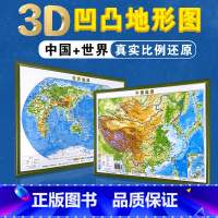 [正版]新版2023中国地图和世界地图3d立体凹凸地图27*36cm2张地理地势地貌地理学生直观看地貌更易懂理学习学生