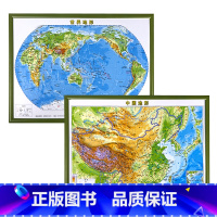 行政地图-中国地形3D(大) [正版]地图2张便携式3d凹凸立体地图 中国地图和世界地图学生2023年新版地理地形图儿童