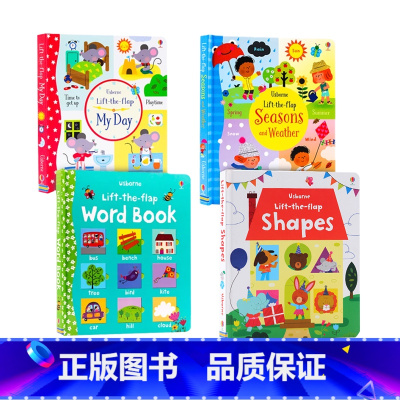 [正版]Usborne启蒙认知翻翻书4册英文原版绘本 Life the Flap My Day/Shapes/Word