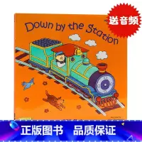 [正版]点读版轰隆隆火车来啦英文原版绘本 Down by the Station 洞洞书韵文童谣平装Child's P