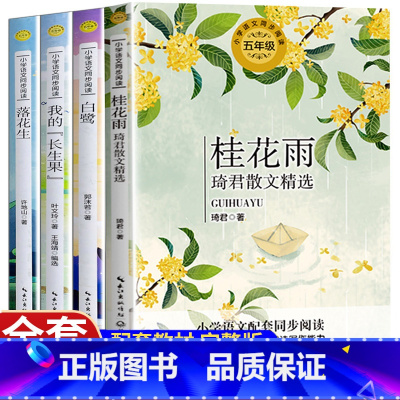 [全套4册]我的长生果+桂花雨+白鹭+落花生 [正版]五年级必读课外书上册 全套八册 老师阅读 落花生桂花雨搭石枕草子白