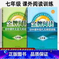 文言文+现代文 2本 七年级/初中一年级 [正版]新版金牌阅读七年级语文阅读理解专项训练 初中现代文 文言文阅读训练2本