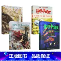 [正版]彩绘版 英文原版哈利波特与魔法石/密室/阿兹卡班囚徒 Harry Potter 1234部曲 精装插画收藏纪念