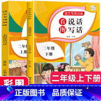 (共2册)看图说话写话.二年级上下 小学通用 [正版]二年级看图说话写话训练老师上册下册 语文专项练习 二年级看图写话范