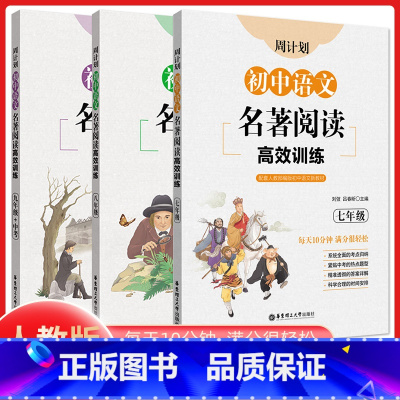 全套3本 [正版]周计划 初中语文名著阅读高效训练 七八九年级+中考789艾青诗选水浒传简爱名著题专项训练初一初二初三年