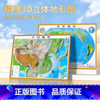 精雕中国世界立体地形图1.1*0.8米 [正版]立体地图中国和世界全新新版凹凸3d地形版3D 约32X24厘米山脉形象展