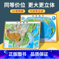 [正版]精雕版世界地图和中国地图2023新版3d立体凹凸 地形图 106*76cm3d地势教学三维立体凹凸大号学生家用