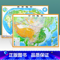 [正版]2022新版中国地形3d凹凸立体地图 世界地形约76*56cm 精雕3D立体地形图 博目 学生用立体地形图 中