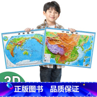 [正版]博目浮雕2023中国地形图和世界地形图 3d凹凸立体地图55x40cm 地理初中学生 地图世界和中国地图