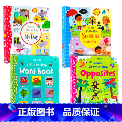 [正版]Usborne Lift the flap启蒙认知翻翻书4册 数字季节天气学单词形状 英文原版绘本 Numbe