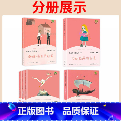 热卖):[全套6册]爱丽丝+鲁滨逊+索亚+尼尔斯 [正版]鲁滨逊漂流记汤姆索亚历险记快乐读书吧六年级下册人民教育出版社小