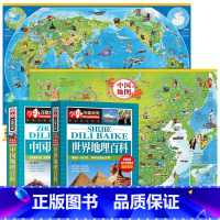 2张学生地图+中国/世界地理百科[共4册] [正版]中国地图和世界地图挂画墙面装饰2023年新版中国地理知识城市元素地图