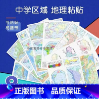 中学区域地理粘贴 初中通用 [正版]中学区域地理粘贴 8张装可粘贴易携带 哈尔滨地图出版社 区域地理速记地理地图基础知识