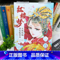 [正版]红楼梦 古风线稿涂色临摹本 32幅古风美人线稿 大八开 成人涂色本 描红 漫画人物描摹本 动漫美少女临摹素材