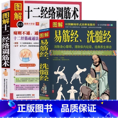 [正版]图解易筋经洗髓经+图解十二经络调筋术少林武术气功武功秘籍少林易筋经洗髓经内功诠真运动健身自卫功法武术秘本运