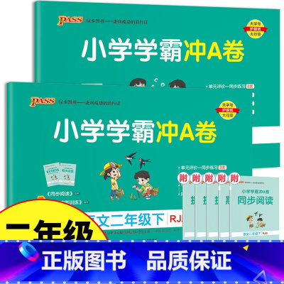 [2本]语文+数学(人教版) 二年级下 [正版]小学学霸冲a卷二年级下册语文数学全套2年级下人教版苏教版北师大练单元期中