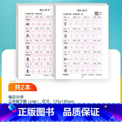 [语文]三年级下 [正版]每日一练英语字母单词练字帖小学生每日30字一二三年级字帖练字减压语文同步练字帖每日一练数学口算