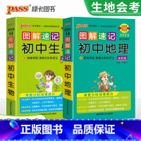 [2本套]地理+生物 初中通用 [正版]生地会考复习资料 2024新图解速记初中地理生物合订本知识点口袋书速查速记中考总