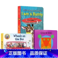 [正版]送音频 幼儿启蒙纸板书3本wheels on the bus/color zoo/I am bunny我是一只兔