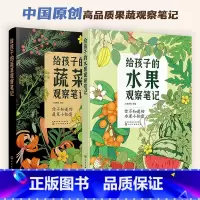 2册 果蔬观察笔记 [正版]礼盒装2册 给孩子的果蔬观察笔记 蔬菜+水果 赠涂色线稿6-13岁中小学生儿童课外阅读作文大