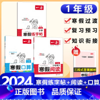 1年级[语数3本]寒假口算RJ+阅读+练字帖 小学通用 [正版]2024版一本小学数学寒假口算+计算+应用题寒假作业衔接