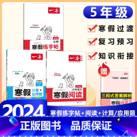 5年级[语数3本]寒假计算/应用题RJ+阅读+练字帖 小学通用 [正版]2024版一本小学数学寒假口算+计算+应用题寒假
