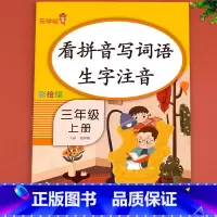 [2册]看拼音写词语+优美句子 三年级上 [正版]三年级看拼音写词语上册 人教版上 小学同步练习试卷拼读练习册 生字拼音