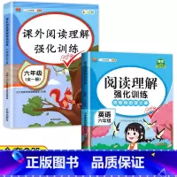 [2册]英语阅读理解+语文阅读理解 小学六年级 [正版]六年级英语阅读理解专项训练书强化训练上下册每日一练80篇人教版思