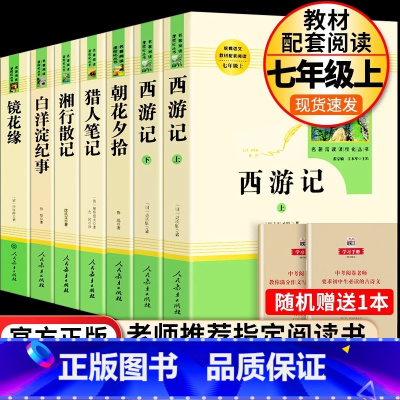 [人教版]七上阅读全7册 [正版]朝花夕拾鲁迅原着+西游记无删减版国一上册必读课外书人民教育出版社老师阅读白洋淀纪事湘行