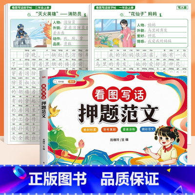 [日积月累]押题范文+看图写话练字帖 小学二年级 [正版]看图写话押题范文大全一年级二年级人教版每日一练作文素材专项训练