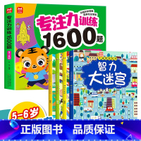 [5册]5-6岁专注力训练+智力大迷宫 [正版]儿童专注力思维训练1600题2-3-6岁幼儿园宝宝早教启蒙思维逻辑迷宫注