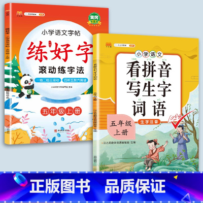 5上字帖语文 +看拼音 [正版]二年级上册练字帖小学生一年级三四五六年级练好字语文同步练字本衡水体英语滚动练字法人教版每