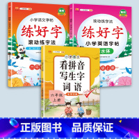 6上字帖+看拼音 [正版]二年级上册练字帖小学生一年级三四五六年级练好字语文同步练字本衡水体英语滚动练字法人教版每日一练