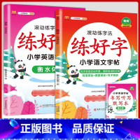 [语文+英语]练字帖2本 三年级下 [正版]衡水体英语字帖练字一年级二年级三四五六上册下册小学生笔画笔顺练字帖每日一练临